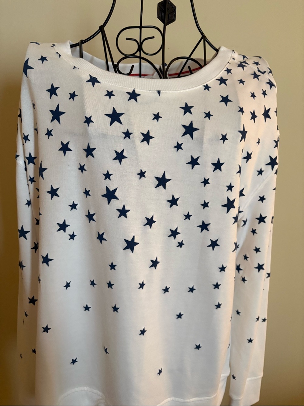 Jane and Delancey White Star-Print Long Sleeve Top